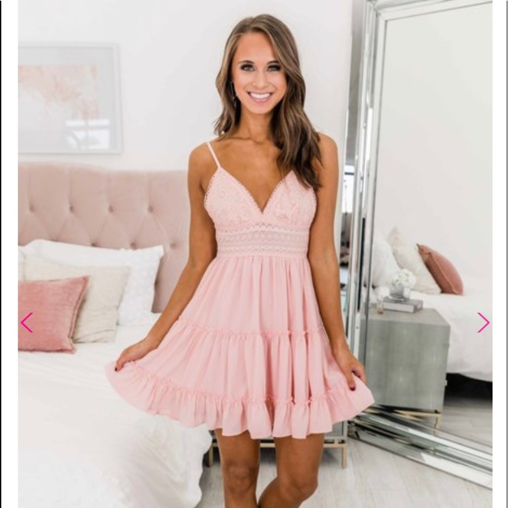 A Romantic Twist Peach Lace Dress